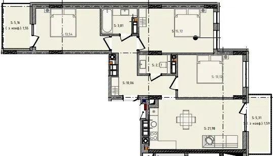 ЖК Черляни — 84.1 м²