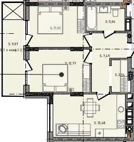 ЖК Черляни — 57.4 м²