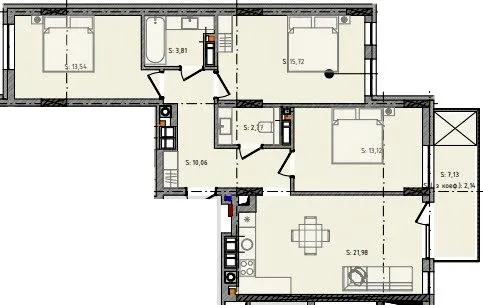 ЖК Черляни — 83.1 м²