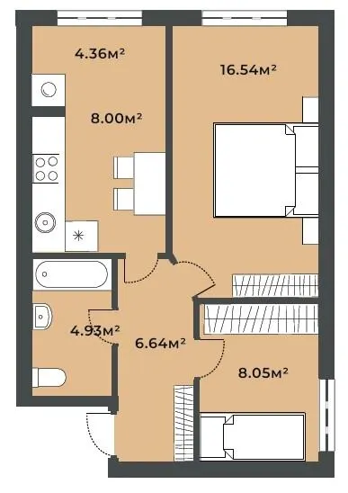 ЖК Софіївські Липки — 48.5 м²