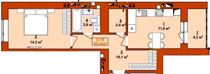 ЖК BROWAR — 43.7 м²