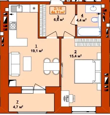 ЖК BROWAR — 46.9 м²