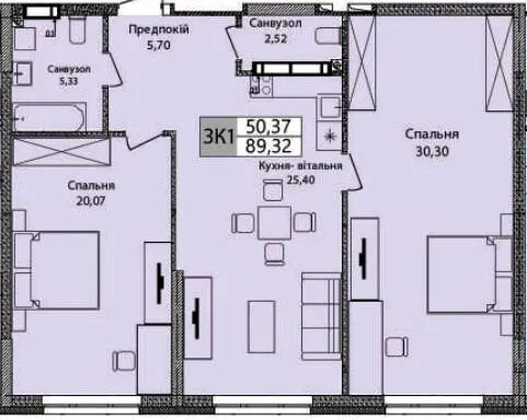 ЖК Olympic Park — 89.3 м²