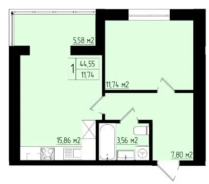 ЖК Етно 3 — 44.6 м²