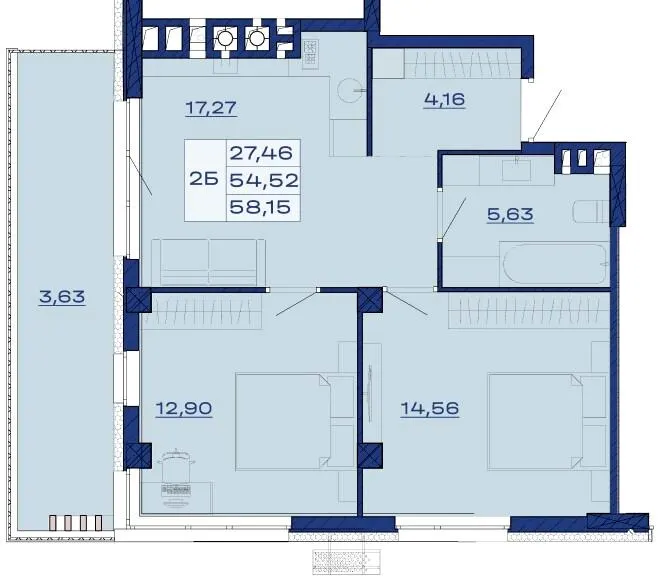 ЖК AURA Resident — 58.2 м²