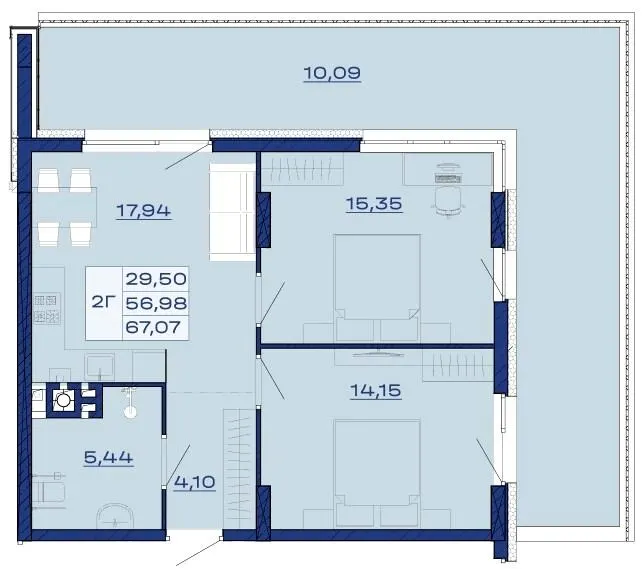 ЖК AURA Resident — 67.1 м²