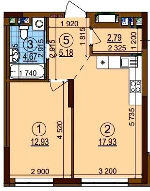 ЖК Варшавський-3 — 43.5 м²