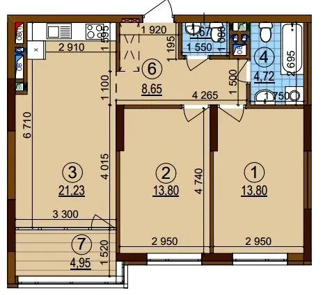 ЖК Варшавський-3 — 68.8 м²