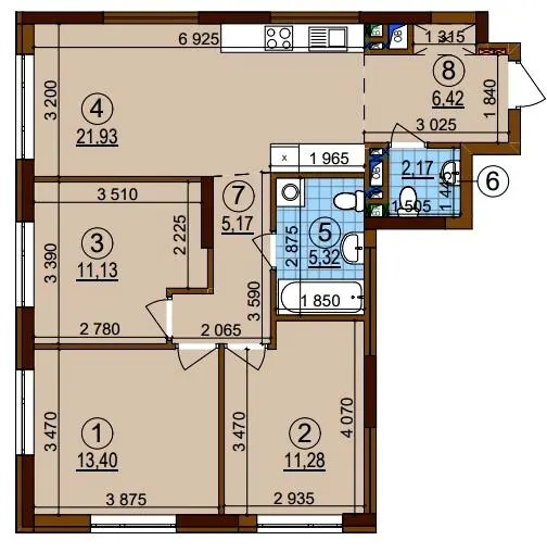 ЖК Варшавський-3 — 76.8 м²