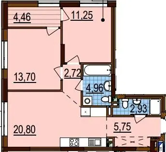ЖК Варшавський-3 — 66.6 м²