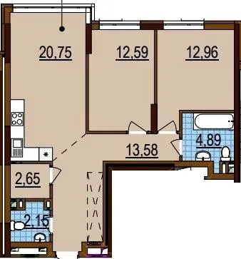ЖК Варшавський-3 — 69.6 м²