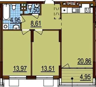ЖК Варшавський-3 — 68.4 м²