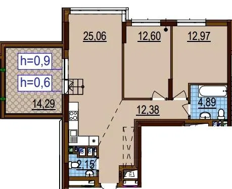 ЖК Варшавський-3 — 74.3 м²