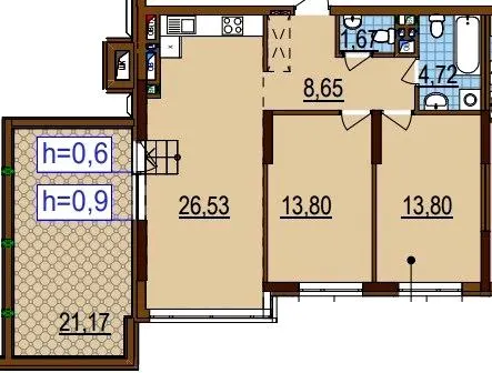 ЖК Варшавський-3 — 75.5 м²