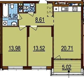 ЖК Варшавський-3 — 68.3 м²