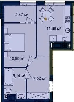 1-комнатная квартира, 40 м², вул. Народна, 5, Млинов — фото 1