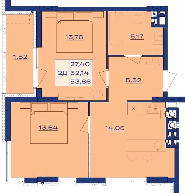 ЖК AURA Resident — 53.7 м²