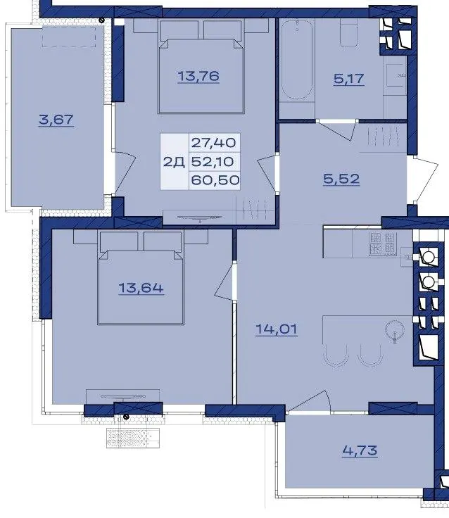 ЖК AURA Resident — 60.5 м²