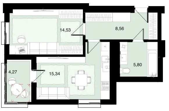 ЖК Супернова — 48.5 м²