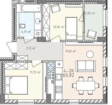 ЖК Шелест — 60.8 м²