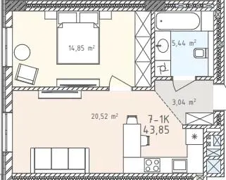 ЖК Шелест — 43.9 м²