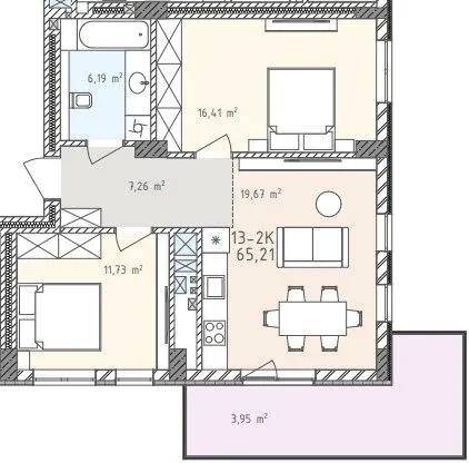 ЖК Шелест — 65.2 м²