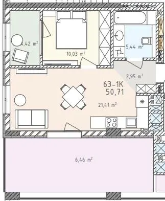 ЖК Шелест — 50.7 м²