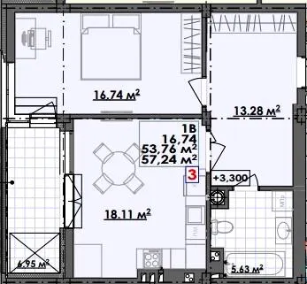 ЖК ЛЕГІТ — 57.2 м²