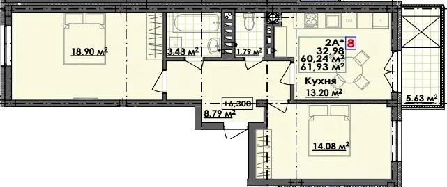 ЖК ЛЕГІТ — 61.9 м²