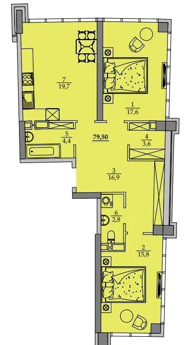 ЖК Авторський район — 79.5 м²