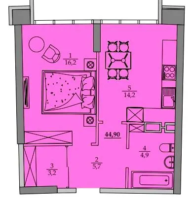 ЖК Авторський район — 44 м²