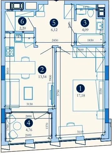 Hyde Park — 47.9 м²