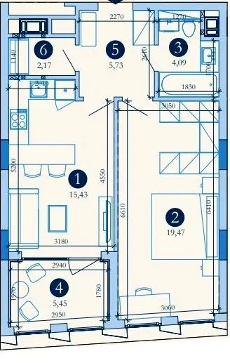 Hyde Park — 52.3 м²