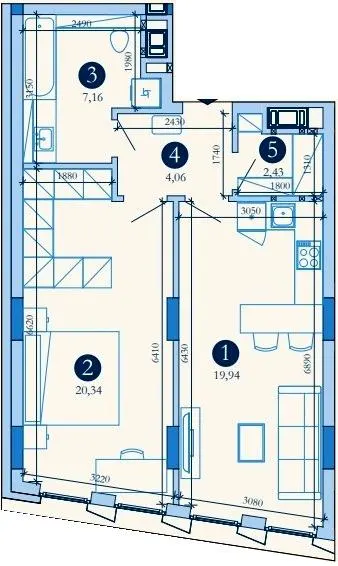 Hyde Park — 53.9 м²