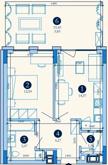 Hyde Park — 46.7 м²