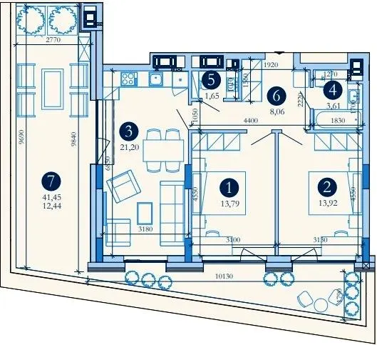 Hyde Park — 74.7 м²