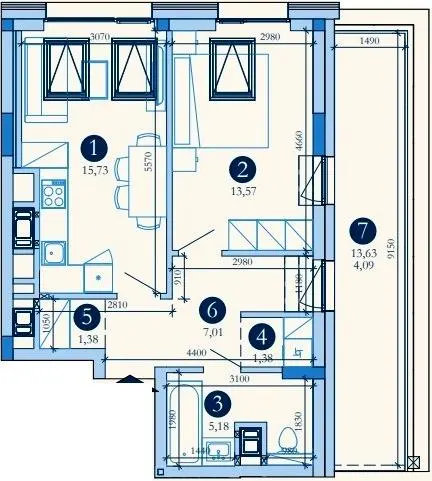Hyde Park — 48.3 м²
