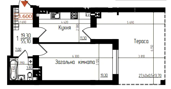 ЖК Микулинецький — 49.5 м²