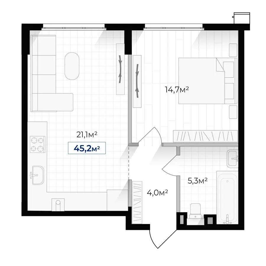 ЖК Асторія — 45.2 м²