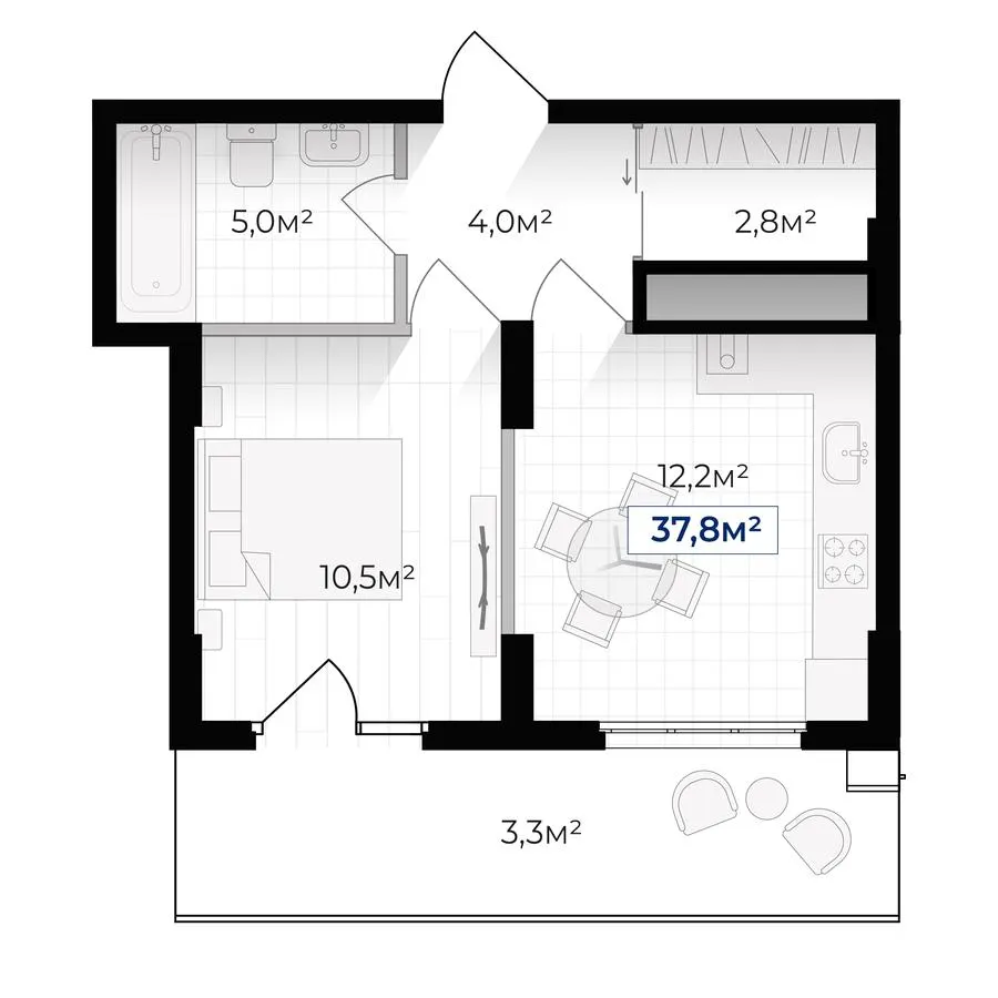 ЖК Асторія — 37.8 м²