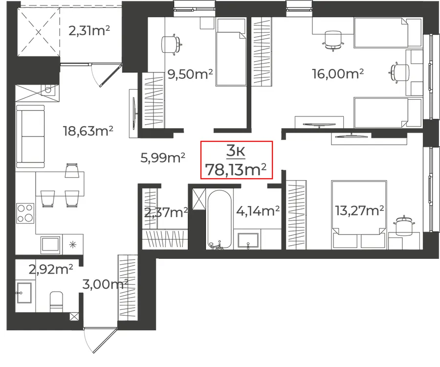 Клубний будинок на Панаса Мирного — 78.1 м²