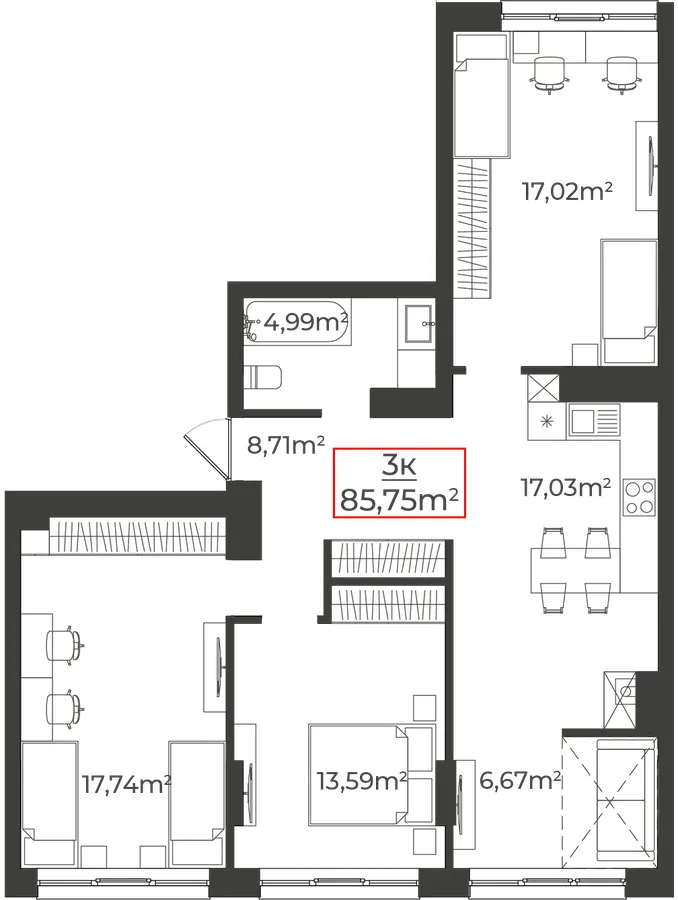 Клубний будинок на Панаса Мирного — 85.8 м²