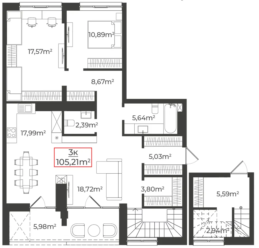 Клубний будинок на Панаса Мирного — 105.2 м²
