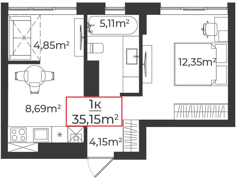 Клубний будинок на Панаса Мирного — 35.2 м²
