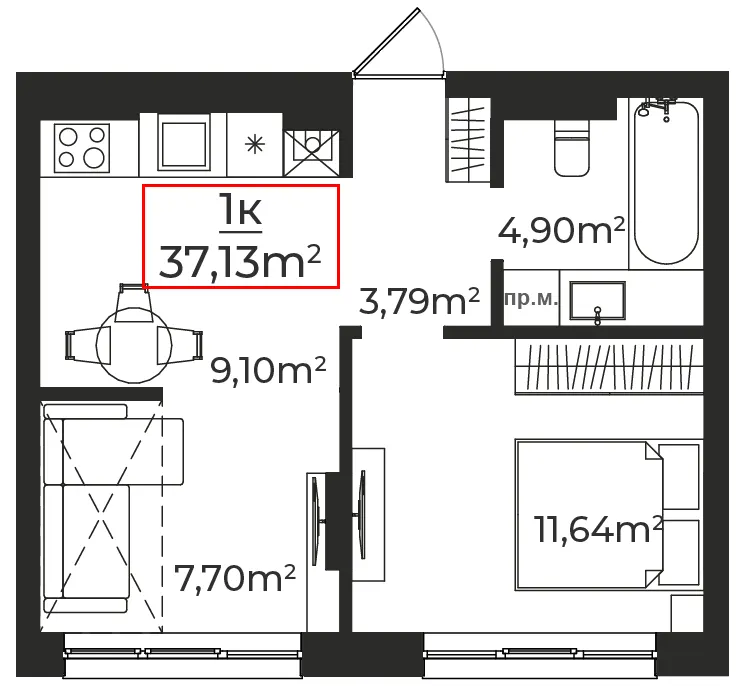 Клубний будинок на Панаса Мирного — 37.1 м²