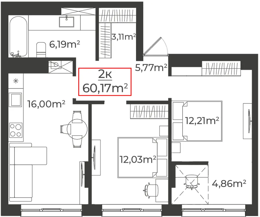 Клубний будинок на Панаса Мирного — 60.2 м²