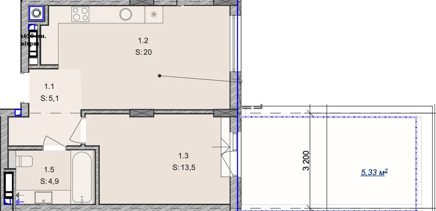 1-комнатная квартира, 49 м², вул. Капушанська, 184, Сторожница — фото 1