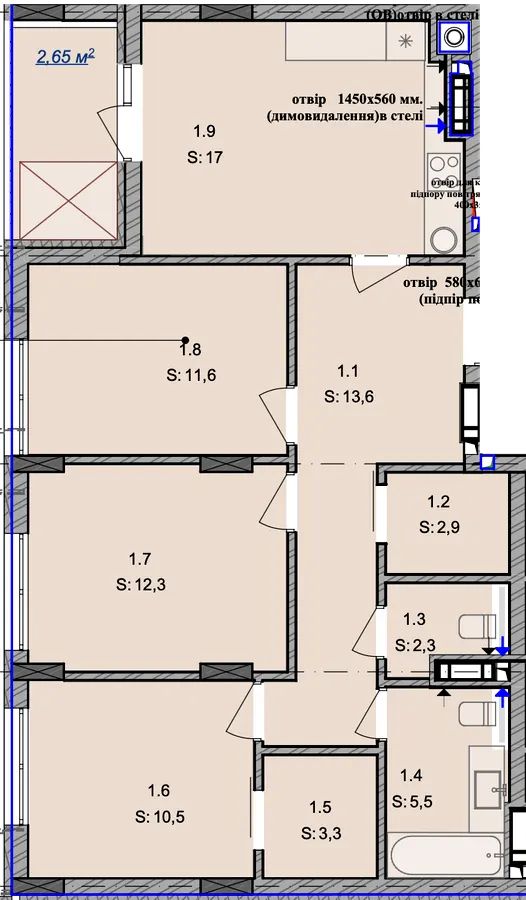 ЖК Laterra — 81.7 м²