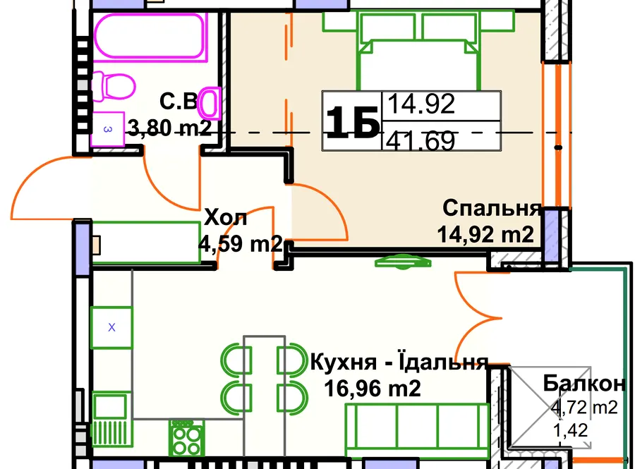ЖК Саме Той — 41.7 м²