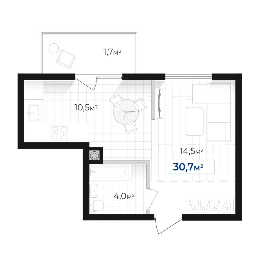 ЖК Містечко Південне — 30.7 м²